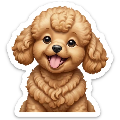 Cinematic Cute Yawning Apricot Poodle Portrait Emoji, Head tilted slightly with a dramatic, wide-open yawn, displaying a soft, curly apricot Fur with delicate texture, floppy ears slightly drooping, round warm eyes barely open in drowsy contentment, Simplified yet irresistibly adorable features, highly detailed, glowing with a soft, cozy glow, high shine, relaxed yet expressive, stylized with a touch of whimsy, bright and endearing, soft glowing outline, capturing the essence of a sleepy yet affectionate companion, so drowsy it feels like it could stretch right out of the screen and curl up for a nap! sticker