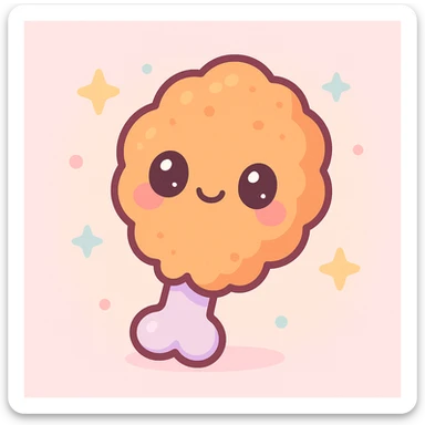 fried chicken, kawaii style, cute face, blushing cheeks, small size sticker