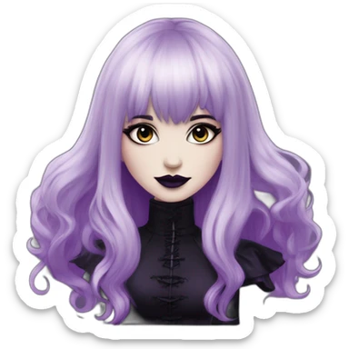 Elissabat -with bangs -long-hair-dark-plumpurple-and-black-vampire-goth-makeup-pinkeyes-romanticgothcloses sticker