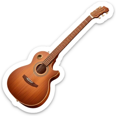 Cinematic Realistic Guitar, smooth mahogany body with intricate wood grain, steel strings reflecting soft light, gentle hand positioning on the fretboard, glowing with warmth and musical soul. sticker
