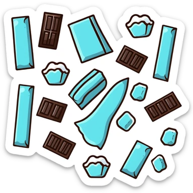 A piece of dark chocolate with sea salt crystals sprinkled on top sticker