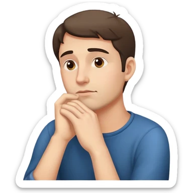 pensive man, looking away, hand supporting chin sticker