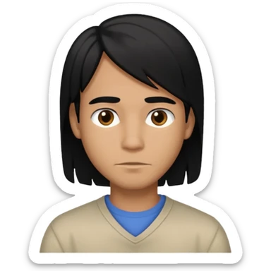 back view of a male with straight middle-long black hair sticker