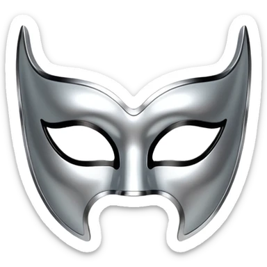 A sleek masquerade mask emoji made of polished silver chrome, smooth sensual curves, reflective metallic surface, mysterious sexy luxury vibe, minimal iOS emoji style, centered, clean white background sticker