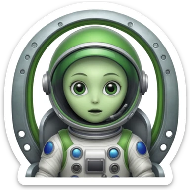 Make a alien in a nave  sticker