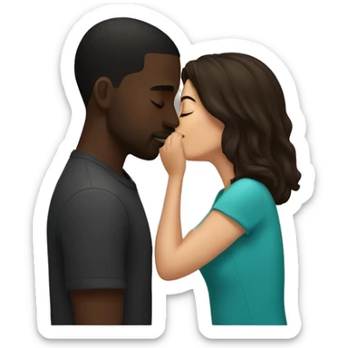 Brunette kissing a black man  sticker