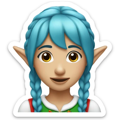 Christmas elf girl blue hair sticker