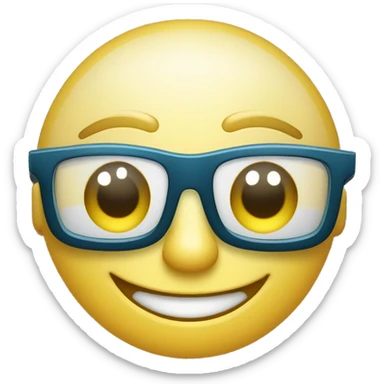 El personaje sonriendo con los ojos ligeramente cerrados detrás de las gafas brillantes, indicando un momento alegre. sticker