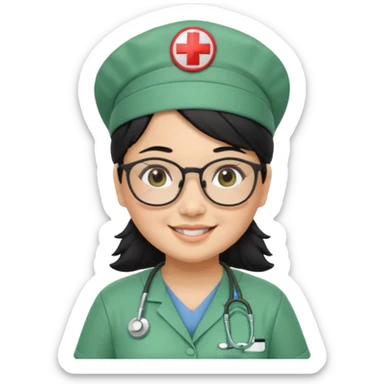 Open


Open


Open


Open
FILIPINA FEMALE NURSE, CHUBBY, BLACK HAIR, WITH GLASSES, GREEN SCRUBS, AND CAP, SMILING sticker