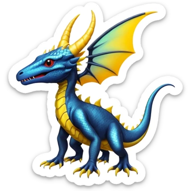 Shiny Horned Helioptile-Heliolisk-Salandit-Amaura-Fakémon-hybrid-creature (full body)  sticker