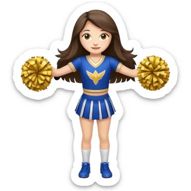 happy long haired brunette girl hazel eyes full body cheerleader sticker