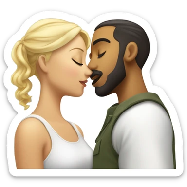 Puerto rican beard short hair with blonde girl kissing  sticker