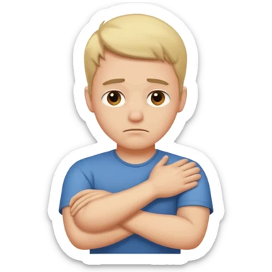 arms crossed holding neck sad guy sticker