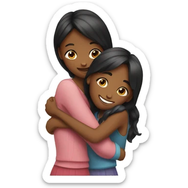 two girl best friends hugging sticker