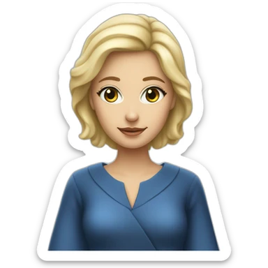 une femme blonde aux yeux bleus avec une robe d'avocate sticker