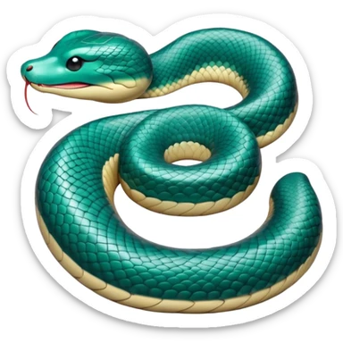 Meme-Worthy Cute Sleeping Chinese Water Snake Portrait Emoji, Head resting peacefully with a contented smile, showcasing a slender, graceful build and a luxuriously soft, shimmering scaled body, eyes gently closed in serene, fluid slumber, Simplified yet hilariously adorable features, highly detailed, glowing with a soft, drowsy aquatic light, high shine, relaxed and utterly lovable, stylized with an air of playful laziness, soft glowing outline, capturing the essence of a sleeping water snake that feels destined to become the next viral sensation of adorable aquatic rest! sticker