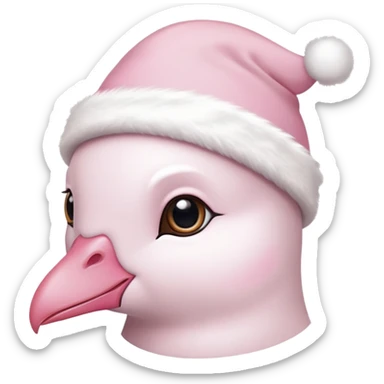 light pink beautiful magestic dove wearing light pink and white christmas hat  sticker