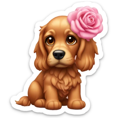 Un cocker fauve avec un mieux rose  sticker