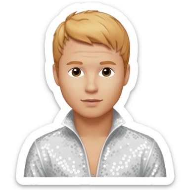 Brian Littrell from Backstreet Boys with reddish blonde hair, white sequin outfit sticker