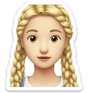 A 15 year old naturally pretty french girl who is blond and cute, her size is about 1m70, she has long hair with Braids sticker