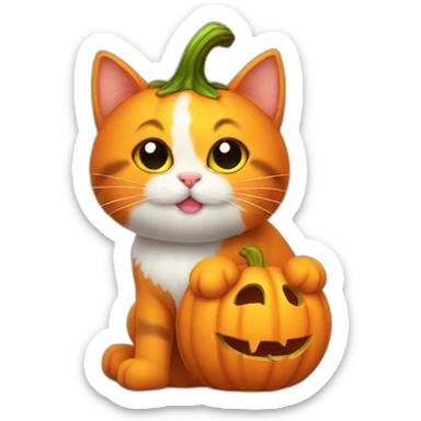 Halloween cute pumpkin cat sticker