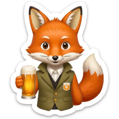 Un renard style manga qui tien une bierre marqué pmu-sama sticker