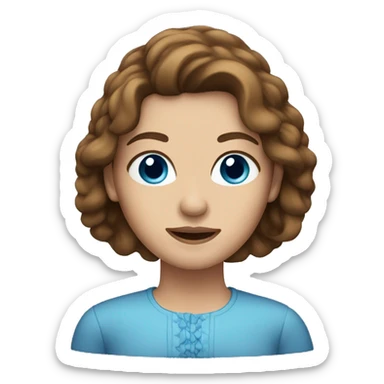 brown-haired woman with long hair, blue eyes  sticker