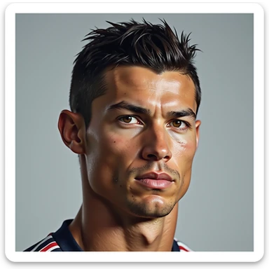 realistic portrait of Cristiano Ronaldo, photorealistic style, detailed facial features, neutral background sticker