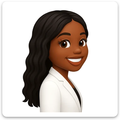 turn the second man in emoji style of the 1st image, match the facial features and match dressing style of the 2nd image, she is wearing white suit side pose sticker