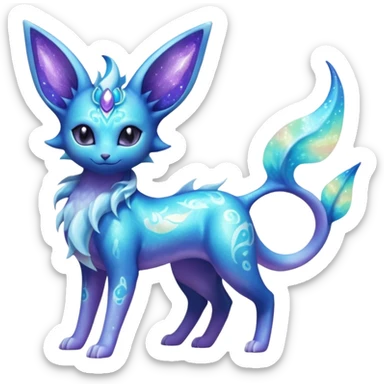 Shiny Iridescent Sparkly Nebulae Espeon-Lumineon-Vaporeon-Amaura-Glaceon-Dragonair-Fakémon-hybrid-creature (full body)  sticker