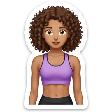 brunete curl medium hair woman working out sticker