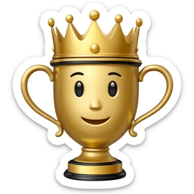 Win Emoji

Glossy 3D showing a gold trophy with a small crown, glowing effect, black and gold theme. sticker