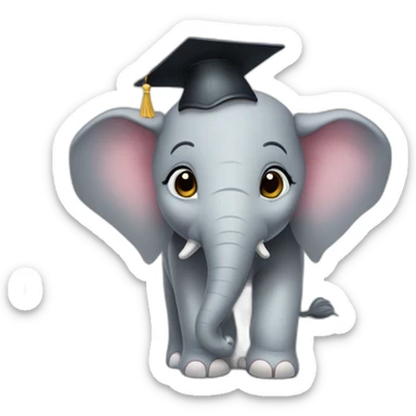 cuty elephant with a mortarboard sticker