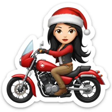 biker girl black long hair moto christmas yamaha sticker