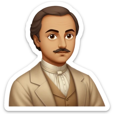 Cinematic Realistic Khalil Gibran Portrait Emoji, depicted as a poetic visionary with gentle thoughtful eyes in classic attire, rendered with soft textures and warm ethereal lighting that captures his literary spirit. sticker