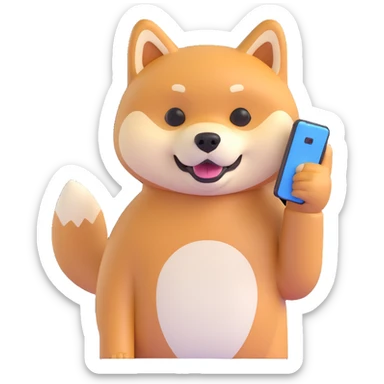 shiba inu holding a phone sticker