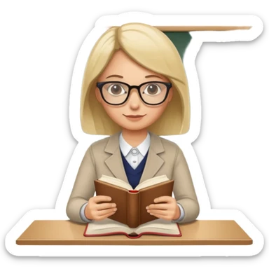 Teacher marking book in the staffroom sticker