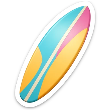 surfboard icon, tropical surfboard, glossy texture, bright colors, cute mobile game icon style, 3D cartoon, soft shadows, clean background, no text, no watermark sticker