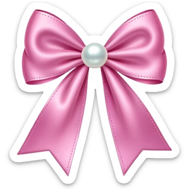 Pink bow with hanging pearl sticker