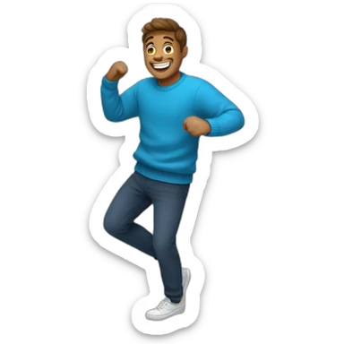 blue sweater with smiling guy full body enjoy slasa dance  sticker