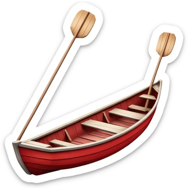 A red rowboat with a cute face and little oars as arms sticker
