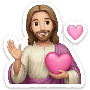 Jesus holding a pink heart and smiling  sticker
