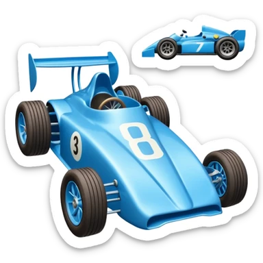 Light sparkling blue Antiqued looking shopping cart (made of shopping cart material) race car with custom aero body and rear wing  sticker