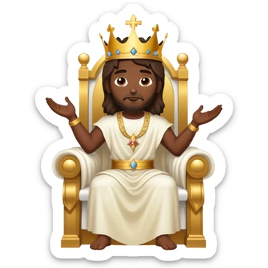 Dark skin Jesus on his heavenly Throne with crown sticker