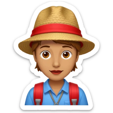 unique looking tourist with big unique red tourist hat sticker