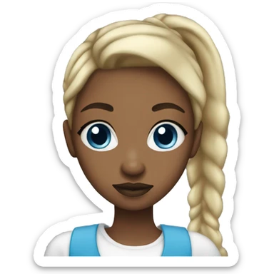 black woman blonde ponytail blue eyes full lips sticker
