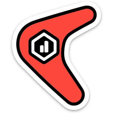 boomerang with Microsoft Power Pages logo, playful and clean, red and white color palette icon sticker