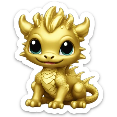 dragon cute BAROQUE gold sticker