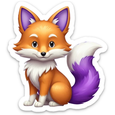 glitter purple and cian fox sticker