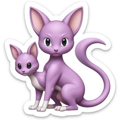 Pastel dull greyish anthropomorphic digitigrade Mewtwo-Beerus-Venom-Espurr-Minccino-hybrid-fusion-animal-ET-species-creature  sticker